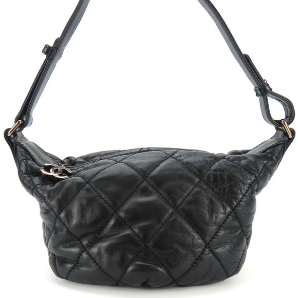 CHANEL Black Leather Logo Shoulder Bag - Picture 1 of 11